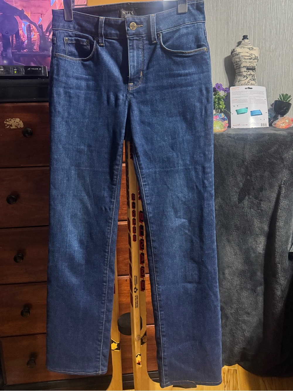 NYDJ Dark Blue Straight Leg Jeans - Classic Mid-Rise Denim